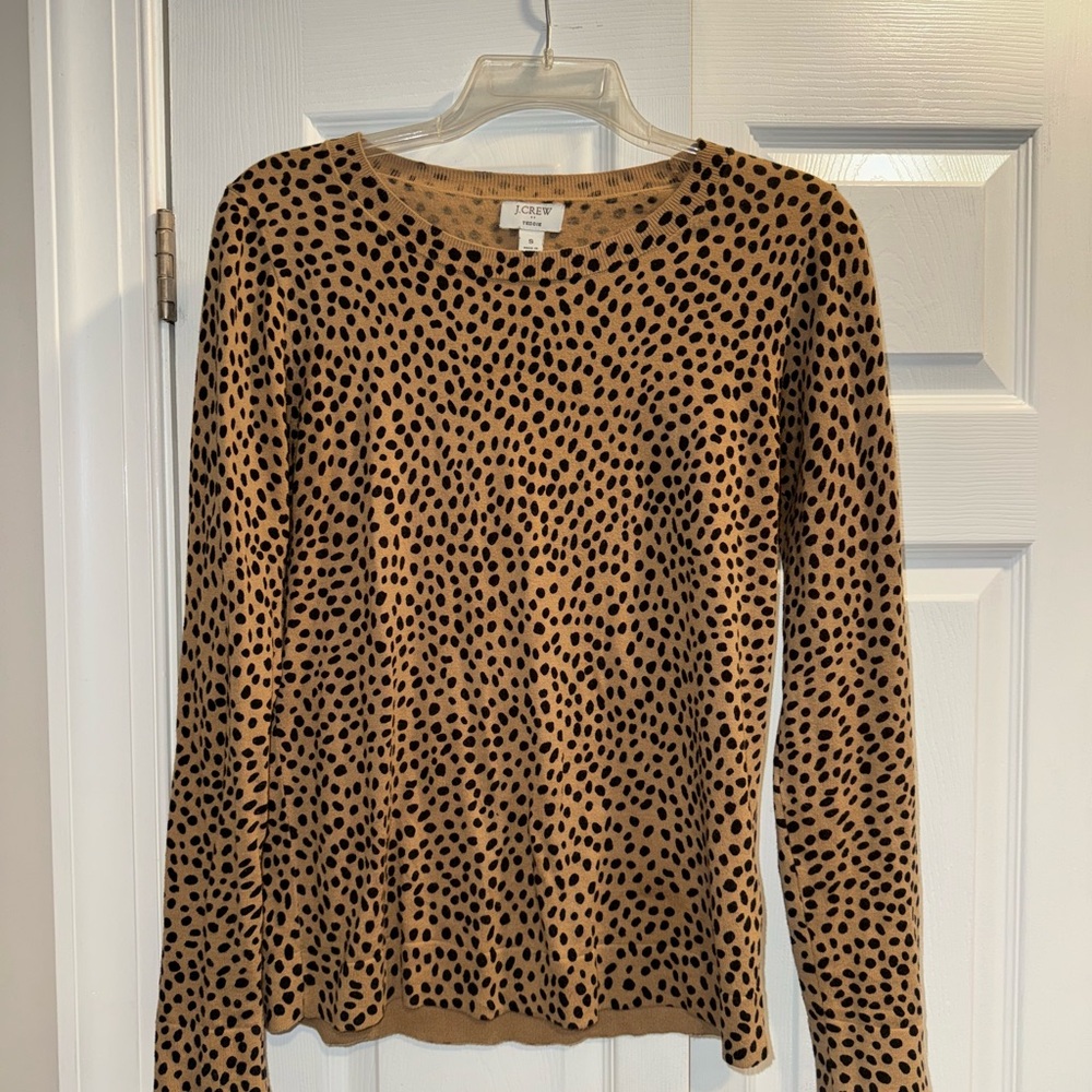 J. Crew Tan and Black Spotted Sweater